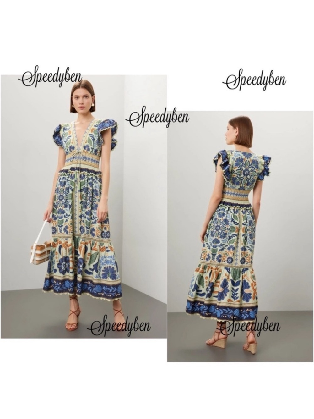 Farm Rio Ocean tapestry maxi dress XS - Picture 10 of 10